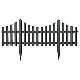 vidaXL 17x Rasenkante Palisade Beetumrandung Beeteinfassung Gartenpalisade Raseneinfassung Beet Einfassung Zierzaun Anthrazit 10m PP