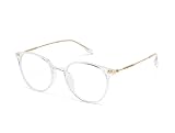 NOVESIXTDAT Klassische runde Lesebrille, Retro-Oval-Computerlesebrille mit Blaulichtblockierung, Blendschutz/UV-Strahlung, unzerbrechliche Brille (Color : Clear, Size : +300)