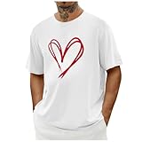Dyhxuan T-Shirt Herren Herz Bedrucken Tshirt Regular Fit Kurzarm T Shirt Casual Rundhals Oberteile Vielseitig Kurzarmshirt Modisches Männer Tee Tops