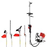 52CC Benzin Motorsense, 5-in-1 Rucksack mit Langer Reichweite Benzin Multifunktions-Gartengerät, Unkrautvernichter, Fadentrimmer, Freischneider, Kantenschneider, Hochentaster