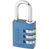ABUS Zahlenschloss 145/30 Blau - Kofferschloss, Spindschloss u. v. m. - Aluminium-Vorhängeschloss - individuell einstellbarer Zahlencode - ABUS-Sicherheitslevel 3