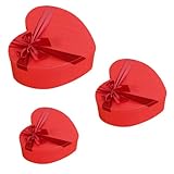 LRXIYODE Herzförmige Geschenkbox 3 Stück mit Schleife Kleine Kosmetik und Aufbewahrungsbox Stabile Verpackung für Valentinstag Hochzeit und Geschenkverpackung