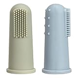 Fingerzahnbürste Baby, Lebensmittelqualität Silikon Baby Zahnbürste mit Aufbewahrungsboxe Kindermundpflege und Zahnfleischmassage für Babys 0-24 Monate, Aus BPA-freiem, 2er Pack (Sage+Ether)