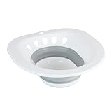 Relaxdays Sitzbad für Toilette, faltbar, Sitzbadewanne HBT: 12x36x39 cm, Einsatzbidet Intimpflege, Kunststoff, weiß/grau