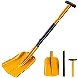 Schneeschaufel Alu, Abnehmbares Schneeschaufel Kinder & Erwachsene, Schneeschieber Snow Shovel Ergonomisches, Camping Zubehör, Lawinenschaufel für Winter Auto Garten Häuser Camping (Gelb)