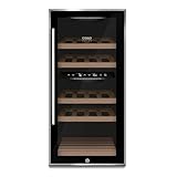 Caso WineComfort 24 black, Weinkühlschrank für 24 Flaschen, 2 Zonen auf 5-20°C einstellbar,Sensor- Touch, LED beleuchtet freistehend, UV-Filterglas, Schwarz