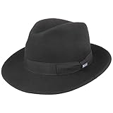 Lipodo Basic Bogart Filzhut - Bogarthut aus 100% Wollfilz - Wollfilzhut Damen/Herren - Fedora Made in Italy - Hut Sommer/Winter - Wollhut schwarz S (54-55 cm)