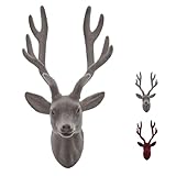 NETPROSHOP Deko Hirschkopf zum Hängen Samt mit weicher samtiger Oberfläche Höhe ca. 30 cm, Farbe:Grau