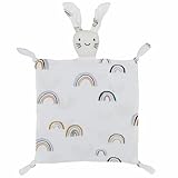 FenFang Baby Schmusetuch, Musselin Schnuffeltuch Weich, Kuscheltuch Kuscheltier Schnuffeltücher Trösterchen Baby Spielzeug Geschenk Mädchen Jungen Kleinkinder Neugeboren ab 0 Monaten (Weißer Hase)