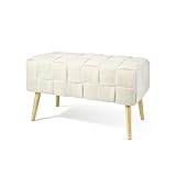 Zedelmaier Sitzbank bettbank Bench polsterbank Flur möbel sitzbank Schlafzimmer sitzpolster Bank schuhbank Bank mit Holzbeine für Wohnzimmer Schlafzimmer Flur Beige 36T x 78B x 45H cm