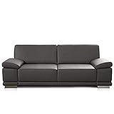 CAVADORE 2,5-Sitzer Sofa Corianne in Kunstleder / Kleine Leder-Couch in hochwertigem Kunstleder und modernem Design / Mit Armteilfunktion / 191 x 80 x 99 / Kunstleder grau