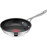 Tefal Pfanne 24cm Induktion Bratpfanne Jamie Oliver Antihaft Edelstahl | Spülmaschinengeeignet | Langlebige Antihaft-Beschichtung | Thermo-Signal-Technologie | Edelstahl/Schwarz