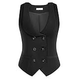 Belle Poque Damen Zweireihige Knöpfe Einfarbig Zwei Taschen Jacke Outdoor-Weste Sommer Vest Ärmellosweste Coat BP0150A21-02_00L