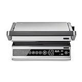 Solis Contact Grill Pro (Typ 7953) – Elektrogrill 180° aufklappbar, Panini Maker, Sandwich Toaster, Steak Grill, Gemüsegrill, antihaftbeschichtet, spülmaschinenfest, Edelstahl, Waffeleisen Funktion