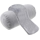 TIESOME 2 Stück Nackenrollenbezug, 41 x 17.8 cm Bezug für Nackenrolle Nackenkissenbezug mit Reißverschluss Wildleder Bezug Nackenrolle für Kissenrollen aus Memory-Schaum und Nackenkissenrollen(grau)
