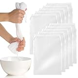 TRKETK 10 Stück Nussmilchbeutel, Filterbeutel mit Kordelzug Wiederverwendbare Käsetuchbeutel 20 x 30 cm Feingewebt Passiertuch Passiertuch Feinmaschiges Nylon für Mandelmilch, Joghurt, Saft, Kaffee