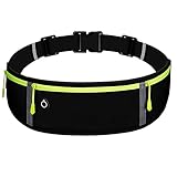 Laufgürtel für Handy, Wasserdichte und Verstellbare Lauftasche, Hüfttasche für Joggen, Fitness, Radfahren, Reisen und Outdoor-Aktivitäten (Schwarz)