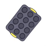 Antihaft-Silikon-Muffinform mit 12 Löchern, mit Metallrahmen, Backblech für einfaches Herauslösen von Muffins, Cupcakes und Mini-Kuchen im Ofen