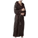 Schlafanzug Thermounterwäsche/Winter Bademantel Plus Größe Paar Bademantel Jacquard Fleece Bademantel Herren Pyjamas Homewear Langes Nachthemd (Coffee, XL)