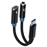 USB C auf 3,5mm Klinke Kopfhörer Adapter und Laden,2-in-1 Type C auf 3.5mm Klinke Adapter,USB C zu Schnellladung Aux Audio für Samsung S25 S24 A54 A53 A34 A23 A33 A14 S23 S22 S21 S20,Google Pixel 7