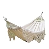Hängematten Hängematte Outdoor Camping Leinwand Indoor Einzel- Und Doppel Freizeit Schaukel Anti-Rollover Camping Hängen Stuhl Hammock(White)