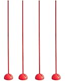 SPORTIKEL24 Slalom-Set mit X-Standfuß & extra Langer Stange 180 cm – 4er-Set Rot – befüllbar, flexibel kombinierbar – für Hundesport, Agility und Fußball