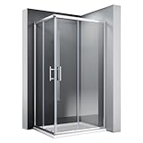 SONNI Duschkabine 76x90 cm Eckeinstieg Duschabtrennung Doppel Schiebetüren Echtglas Duschtür Sowohl auf Duschtassen als auch auf Fliesen installierbar