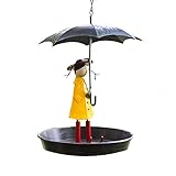 garden mile® Vogeltränke aus Metall im Vintage-Stil, mit Kette, für Wildvögel, rustikaler Antik-Look, mit Haken zum Aufhängen, hängende Gartendekoration