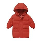 LOIJMK Kleinkind Kinder Winter Solide Mantel Winddichte Oberbekleidung Mittlere Länge Warme Jacke Daunenmantel Baumwolle Kapuzenwatte Outwear Ausmalbuch Traktor (Wine, 10-11 Years)