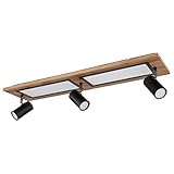GLOBO LIGHTING LED Deckenleuchte Deckenlampe Wohnzimmerleuchte Esszimmerlampe Küchenleuchte, Metall Holzoptik schwarz, Spots beweglich 3 Flammig, 24W 1500lm 3000K warmweiß, L 80 cm