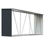 vidaXL Brennholzlager Kaminholzunterstand Brennholzregal Brennholzunterstand Kaminholzständer Holzlager Verzinkter Stahl 330x84x152cm Anthrazit