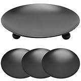 POXIAOER Kerzenhalter, schwarze Kerzenteller und Tabletts, 4 x 9 cm, Kerzenhalter, für Stumpenkerzen, Partys, Hochzeiten, Wohnzimmerdekoration, PX50030