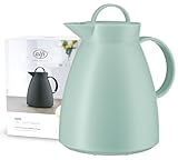 alfi DAN 1,00l, mintgrün, silt green, Kunststoff-Isolierkanne mit hygienischem Hartglaseinsatz, Drehverschluss, Designerstück, ideal als Kaffeekanne, Teekanne, BPA-frei