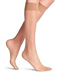 FALKE Damen Kniestrümpfe Seidenglatt 15 DEN W KH Transparent einfarbig 1 Paar, Braun (Powder 4169), 39-42