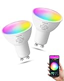 Lepro GU10 Smart Lampe RGBW, Wlan Alexa Glühbirnen, Wifi LED Leuchtmittel, 2 Pack (4.5W = 50W, RGB und Warmweiß, Dimmbar per App oder Sprache), Kompatibel mit Alexa Echo, Google Home