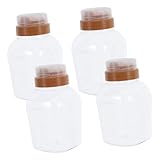 BAZEITFLOW 4 Stück Honigbehälter mit Deckel Auslaufsichere Transparente Kunststoff Honigspender Wiederverschließbare Marmeladendosen Vielseitig für Honig Sirup und Saucen Langlebig und