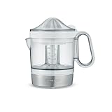 SEVERIN Zitruspresse mit Fruchtfleisch-Regulator, leicht bedienbare und einfach zu reinigende Citruspresse mit XXL-Saftbehälter, 1.0L, 40 W, weiß / Edelstahl-gebürstet, CP 3535
