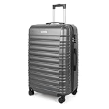 MoFut Koffer Groß, Hartschalenkoffer aus ABS, Trolley, Reisekoffer mit 4 drehbaren Rollen (360°), 3-stelliges Zahlenschloss und Aluminium-Teleskopgriff (XL – 95L, Dunkelgrau)