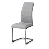 KHG Schwingstuhl, Küchenstuhl Grau, Polyester Flachgewebe, Gestell pulverbeschichtet schwarz inkl. Fußbodenschoner, Esszimmerstuhl bis 110 kg Belastbar