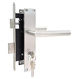 SET: EINSTECKSCHLOSS FÜR GARTENTÜR RE/LI INKL. EDELSTAHL GRIFFE + TÜRSCHILD UND 3 SICHERHEITSSCHLÜSSEL