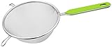 Fackelmann Sieb Ø 16 cm, Küchensieb aus Edelstahl, feinmaschiger Seiher mit Griffeinlage aus Kunststoff (Farbe: Grün/Silber), Menge: 1 Stück