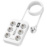 Steckdosenleiste mit USB, 6 Fach
