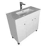 paplinskimoebel Waschbecken mit Unterschrank IGA für Badezimmer | Waschbeckenunterschrank Stehend mit Waschtisch | Badschrank 80 cm Breit | Weiß Badezimmerschrank mit 3 Türen