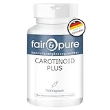 Fair & Pure Carotinoid Komplex, 180 Kapseln, mit Lutein, Lycopin und Beta-Carotin, Nahrungsergänzungsmittel vegan ohne Magnesiumstearat, in Deutschland hergestellt