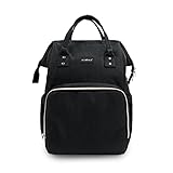 Windelrucksack, Schwarz, Moderner Urban Rucksack Wickeltasche