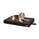 brunolie Paco - klappbares Hundebett, waschbar, orthopädisch und rutschfest, Hundekissen mit atmungsaktivem Memory-Schaum, Größe M 80 x 55 cm, Dunkelbraun