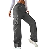 Damen Lang Sporthose - Hosen Sporthosen einfarbiger Trainingsanzug Loose Bequeme Weitem Bein Sweathose Leicht Freizeithose Fitnessstudio und Joggen für lässiges Hip-Hop