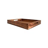 Kaizen Casa | Rechteckiges Serviertablett aus Holz, Holzteller, Tee-/Getränketeller, Serviertablett für Abendessen, Snacktablett | Größe: 40,64 cm x 30,48 cm x 5,08 cm