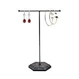 Naapesi Schmuckständer, Metall T-Bar Schmuckhalter Halskettenständer Ohrringhalter Schmuckbaum Kettenhalter, Schmuck Organizer, Schmuck Aufbewahrung für Armbänder, Ohrringe, Ringe, Ketten (Schwarz)