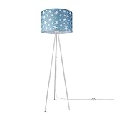 Paco Home Stehlampe Kinder Mädchen Junge Leselampe Kinderzimmer Lampe Stativ Stehleuchte Lampenschirm Stoff Rund E27 Sternenhimmel Babyzimmer